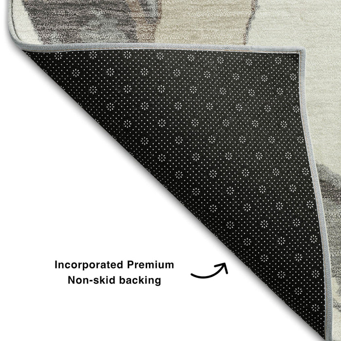 10' X 14' Abstract Washable Area Rug With UV Protection (680259) - Ivory / Beige / Gray