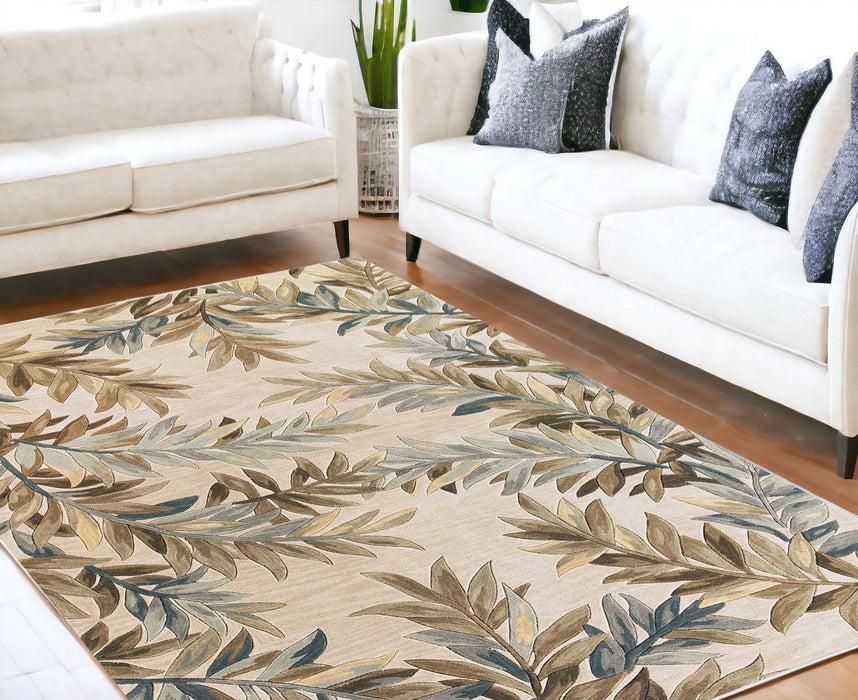 9' x 12' Hand Tufted Pinnate Fronds Indoor Area Rug - Ivory