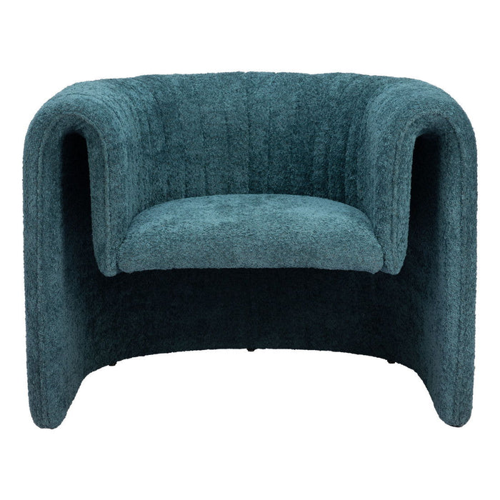 37" Modern marine Sherpa And Upholstered Tufted Arm Chair - Teal Blue