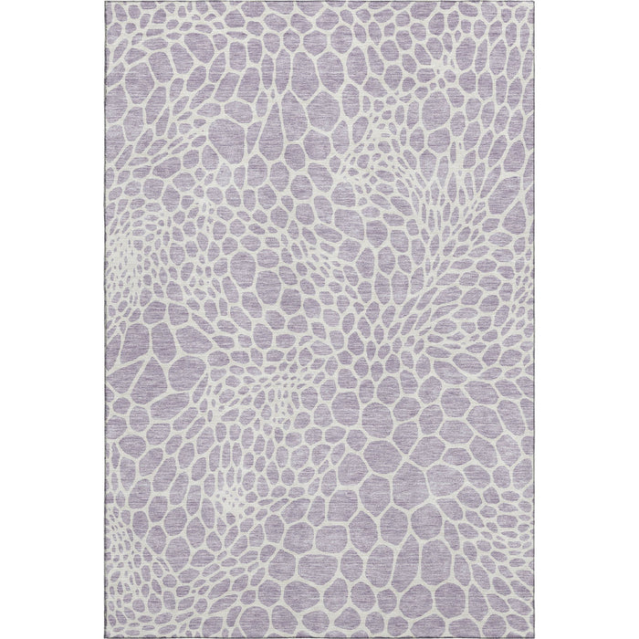 10' X 14' Geometric Washable Area Rug With UV Protection (673067) - Lilac / Ivory