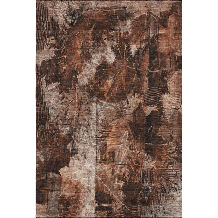 10' X 14' Floral Washable Area Rug With UV Protection (649084) - Rust / Ivory