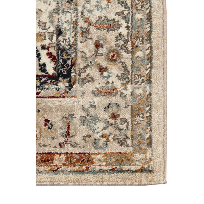 9' x 12' Floral Medallion Power Loom Area Rug - Beige Rust And Navy