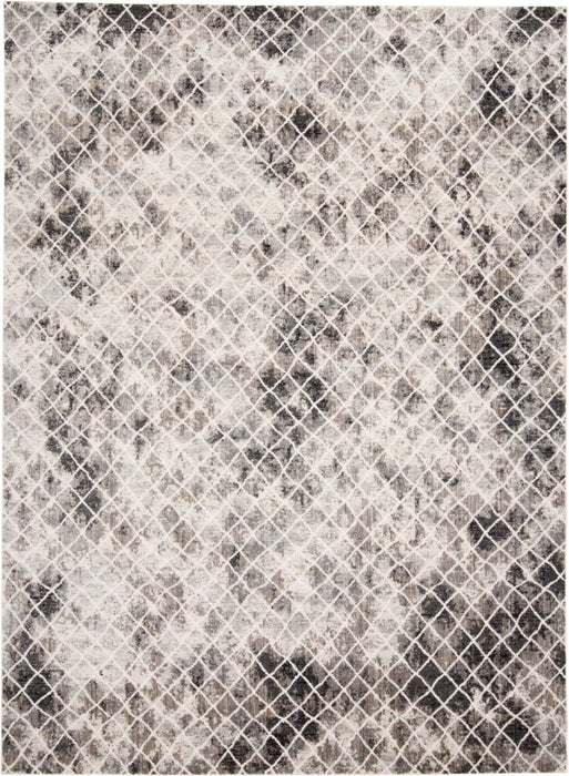 6.6' x 9.5' Abstract Stain Resistant Area Rug - Ivory Gray And Taupe