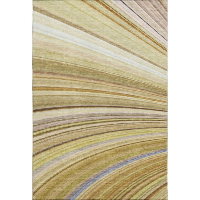 9' X 12' Abstract Washable Area Rug With UV Protection (650337) - Beige / Blue / Ivory