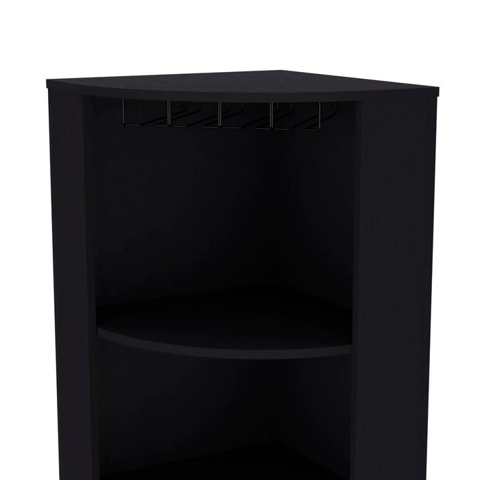 71" Wood Accent Corner Bar Cabinet - Black