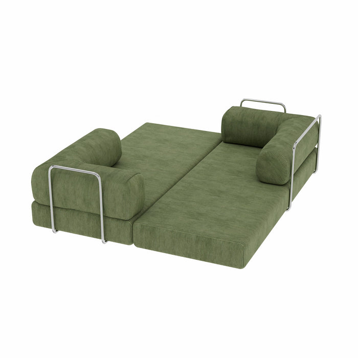 Corduroy Convertible Futon Sleeper Sofa - Green