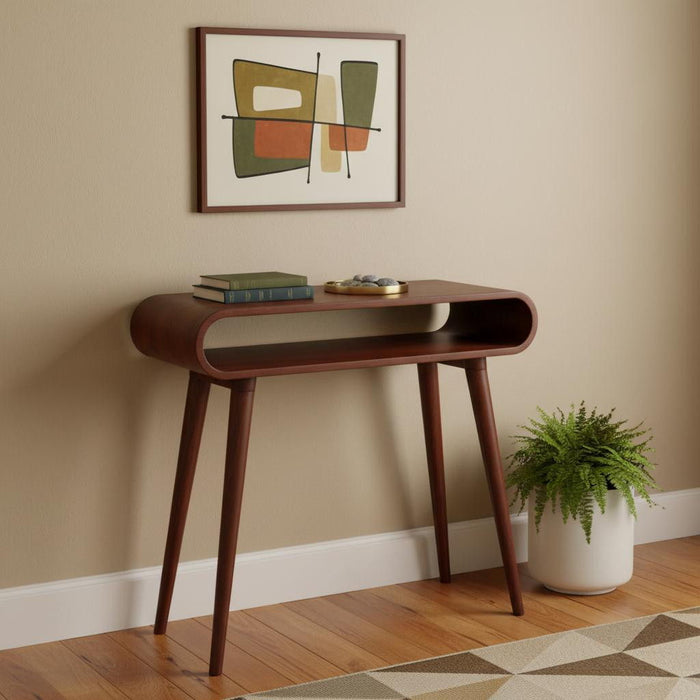 Solid Wood Solid Console Table With Shelf With Two Drawers (719155) - Brown