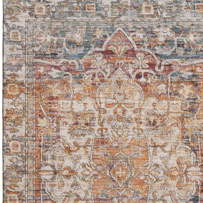 10' X 14' Oriental Washable Area Rug With UV Protection (699346) - Copper / Gray / Ivory