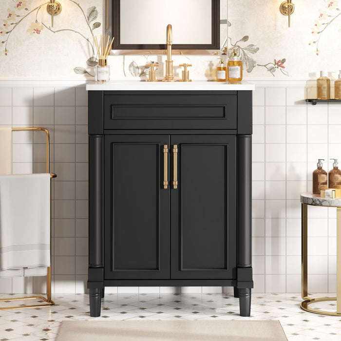 Giga bathroom vanity with integrated sink, two-door cabinet, ideal for small to medium bathrooms, modern and functional design.