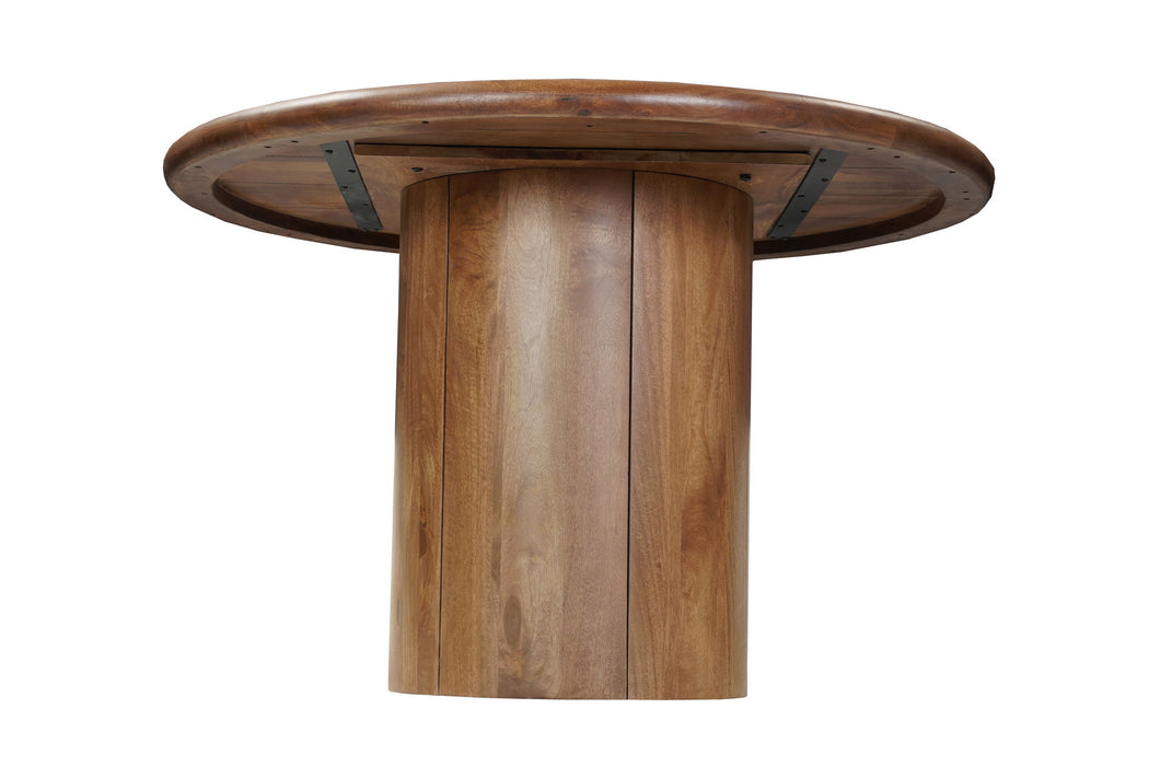 48" Solid Wood Pedestal Base Round Top Dining Table - Brown