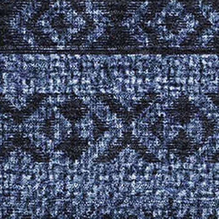 10' X 14' Southwestern Washable Area Rug With UV Protection - Navy Blue And Gray