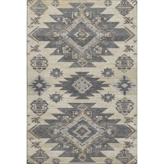 10' X 14' Tribal Washable Area Rug With UV Protection (708988) - Beige / Charcoal / Gray