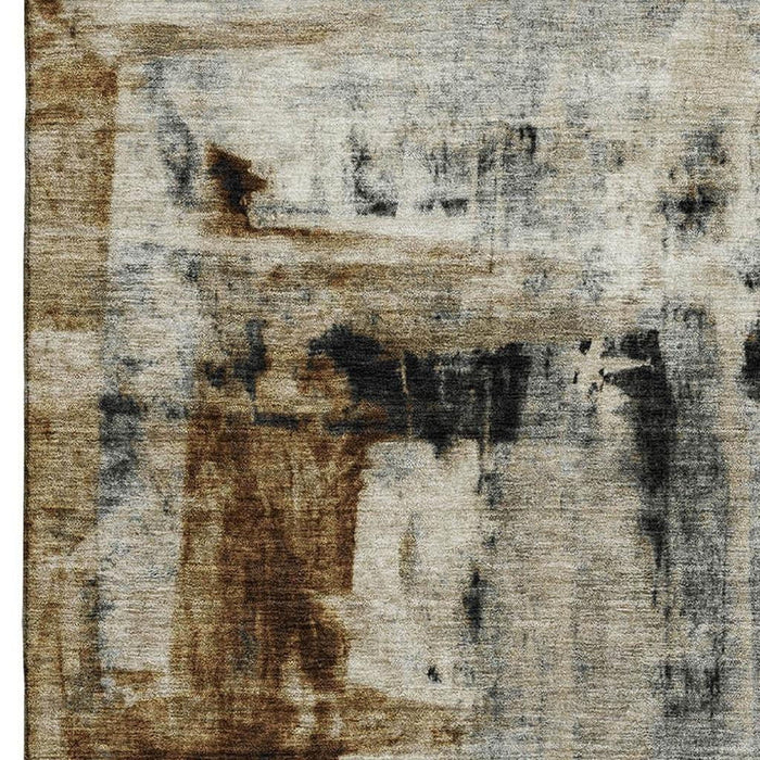 10' X 14' Abstract Washable Area Rug With UV Protection (719298) - Taupe / Charcoal / Brown