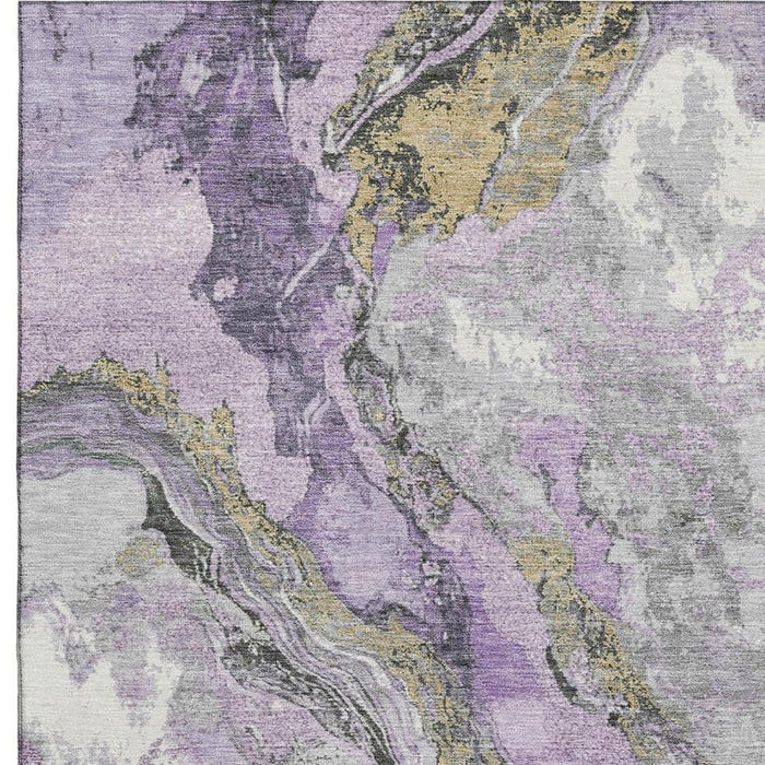 10' X 14' Abstract Washable Area Rug With UV Protection (707749) - Lavender / Gray / Ivory