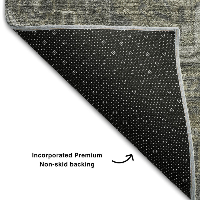 8' X 10' Medallion Distressed Washable Area Rug With UV Protection (649748) - Coffee / Gray