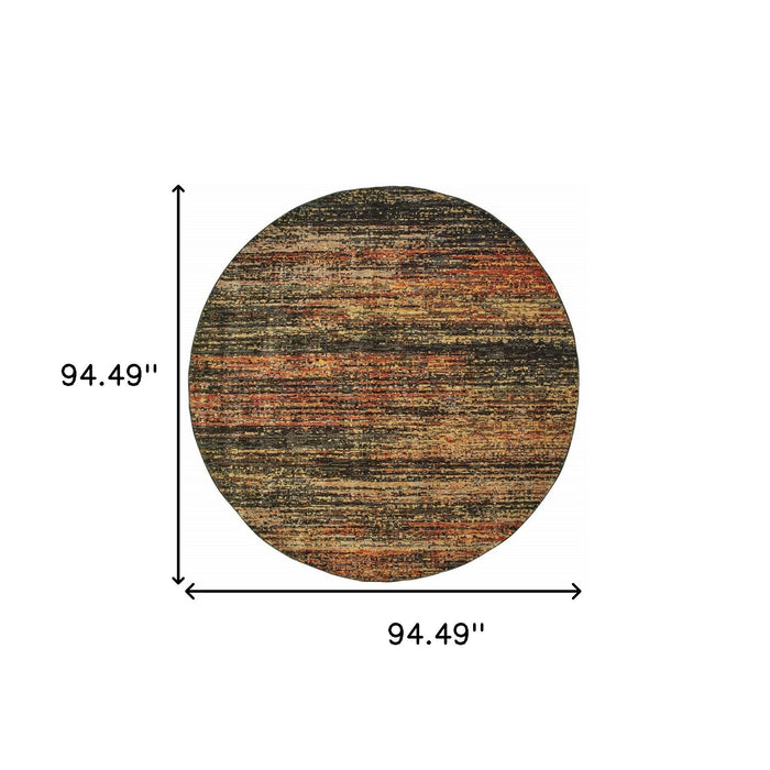 7' Round Abstract Area Rug - Gold And Slate