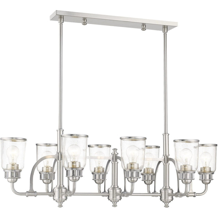 21'' Eight Light Dimmable Chandelier With Shades - Nickel