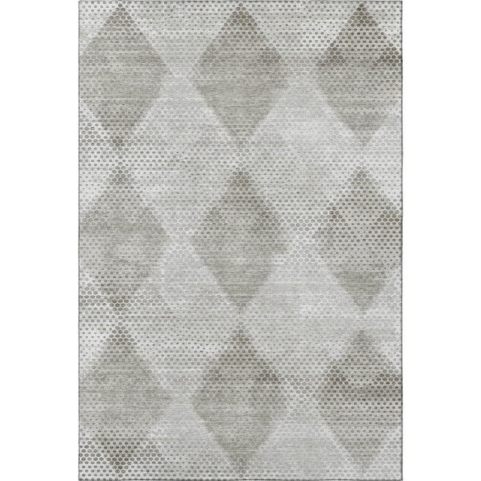 8' X 10' Geometric Washable Area Rug With UV Protection (648188) - Gray / Ivory