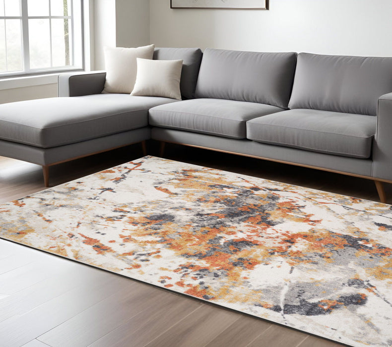 9' X 12' Abstract Area Rug - Ivory / Gray