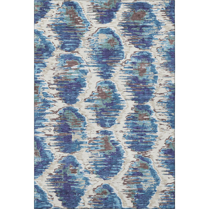 8' X 10' Diamond Washable Area Rug With UV Protection - Blue