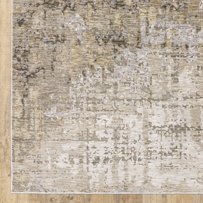 10' x 13' Abstract Power Loom Stain Resistant Area Rug - Beige Gray Ivory Tan And Brown