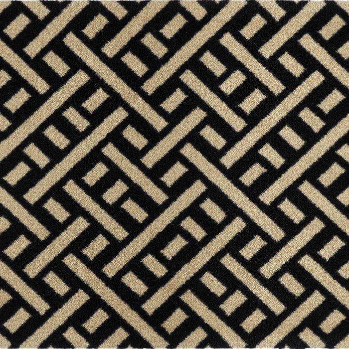 2' X 4' Checkered Washable Area Rug With UV Protection (568175) - Black / Off White