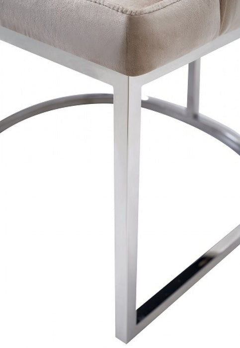 Tufted And Upholstered Velvet Dining Room Side Chairs (Set of 2) - Beige