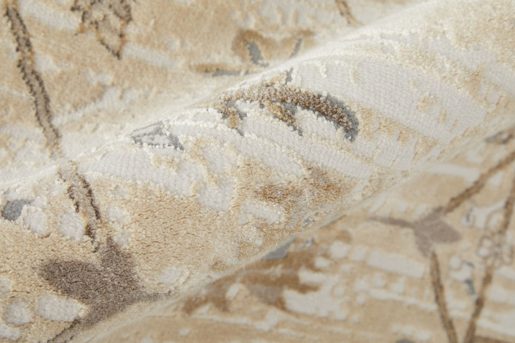 8' x 10' Power Loom Area Rug - Tan Ivory And Gray
