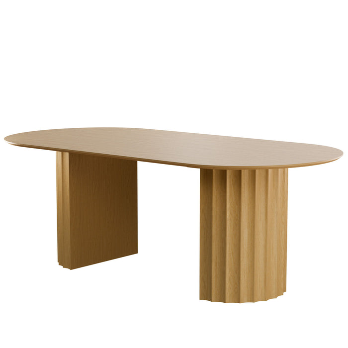 Double Pedestal Base Oval Wood Dining Table - Natural