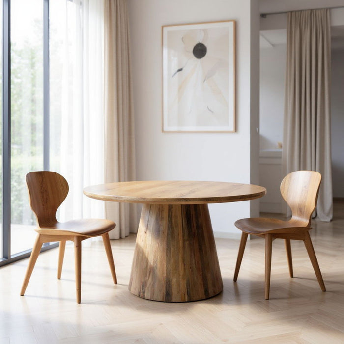 54" Solid Wood Pedestal Base Round Top Dining Table - Natural