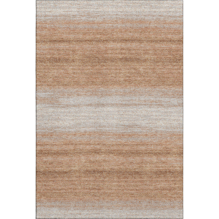 10' X 14' Striped Washable Area Rug With UV Protection (681101) - Copper / Beige
