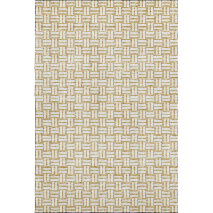 10' X 14' Abstract Geometric Washable Area Rug With UV Protection (673531) - Gold / Ivory