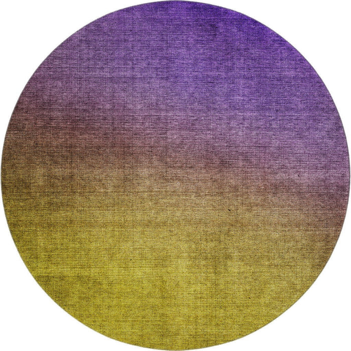 8' Ombre Washable Round Rug With UV Protection (650401) - Purple / Blue / Gold