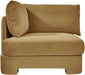 Velvet upholstered stationary chair by Meridian Furniture featuring plush fabric and modern design.