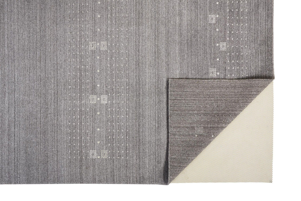 5' x 8' Wool Hand Knotted Stain Resistant Area Rug - Gray And Ivory