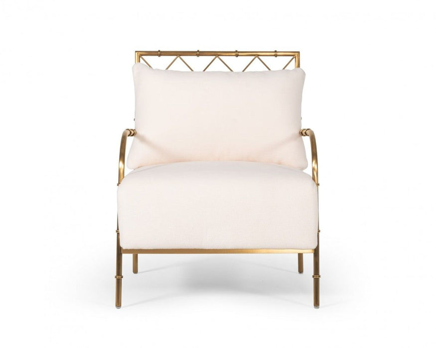 Stylish Velvet A Frame Accent Chair - White / Gold