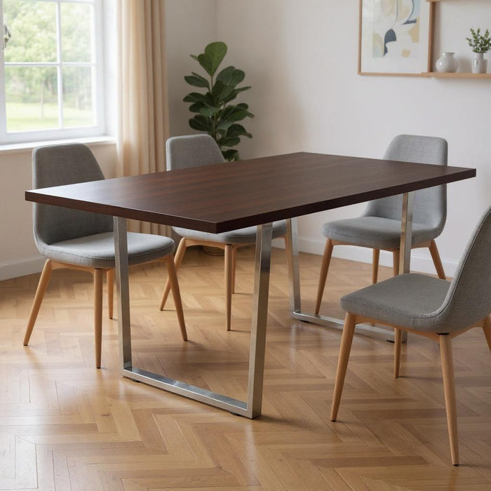 59" Solid Wood And Metal Sled Base Dining Table - Espresso