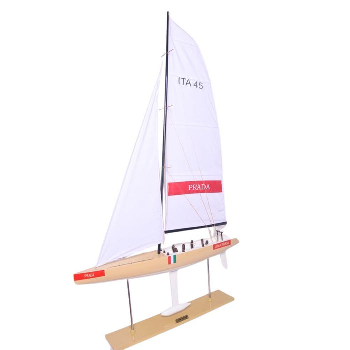 Hand Painted Model Boat - White / Beige