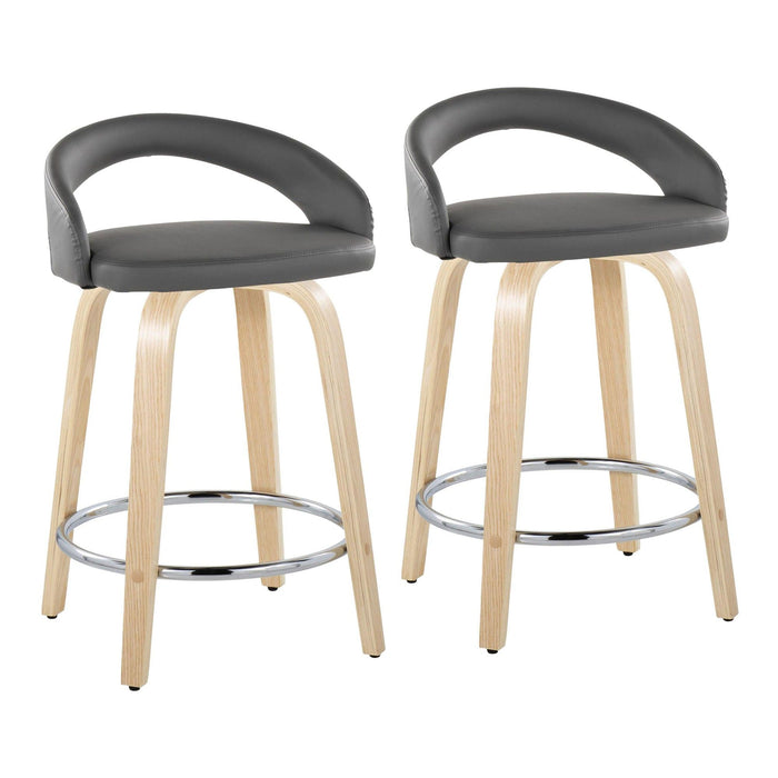 Grotto - 31" Upholstered Fixed-Height Counter Stool (Set of 2) - Natural Wood Base