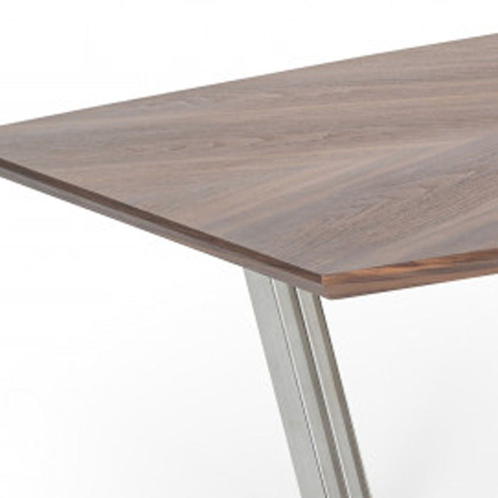 107" Rectangular Manufactured Wood And Iron Dining Table - Brown