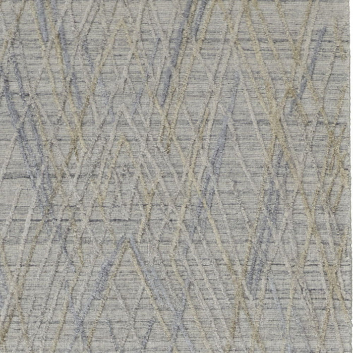 8' Abstract Hand Woven Runner Rug - Gray And Ivory