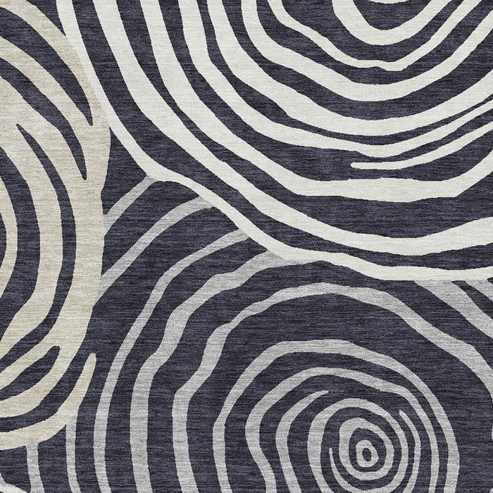 10' X 14' Abstract Washable Area Rug With UV Protection - Black / Gray