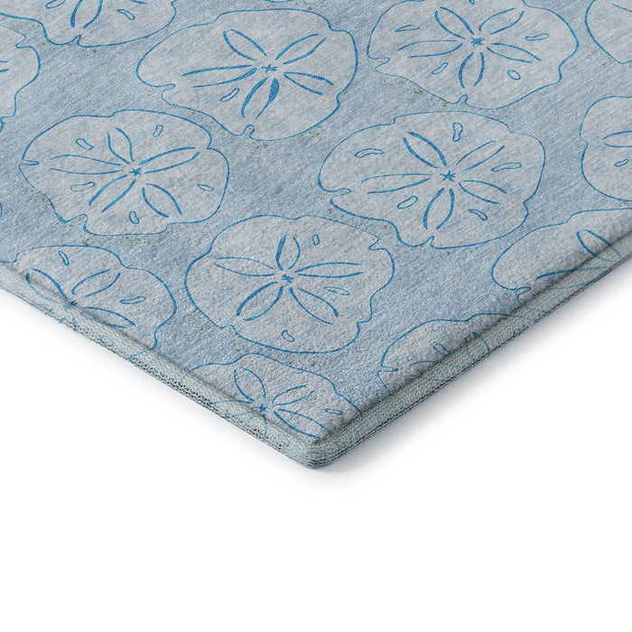 9' X 12' Geometric Washable Area Rug With UV Protection (646096) - Blue / Ivory