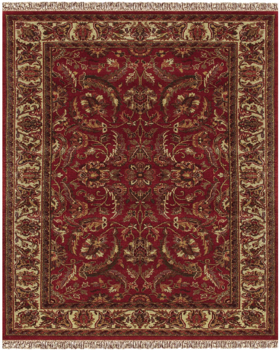 8' X 10' Wool Oriental Hand Knotted Area Rug With Fringe (744232) - Red / Ivory / Gold