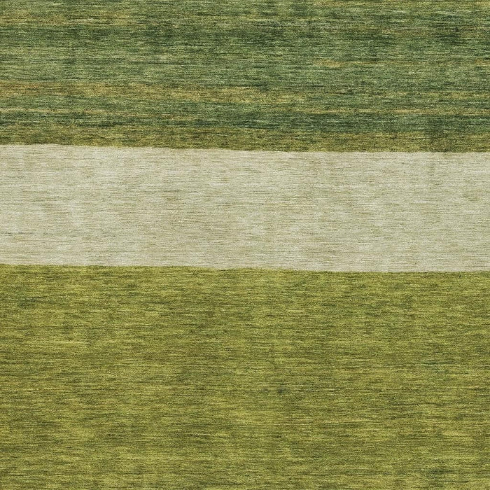 10' X 14' Striped Washable Area Rug With UV Protection (695126) - Olive Green / Ivory