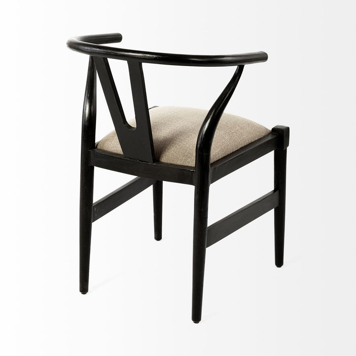 Upholstered Linen Wishbone Back Dining Side Chair - Cream