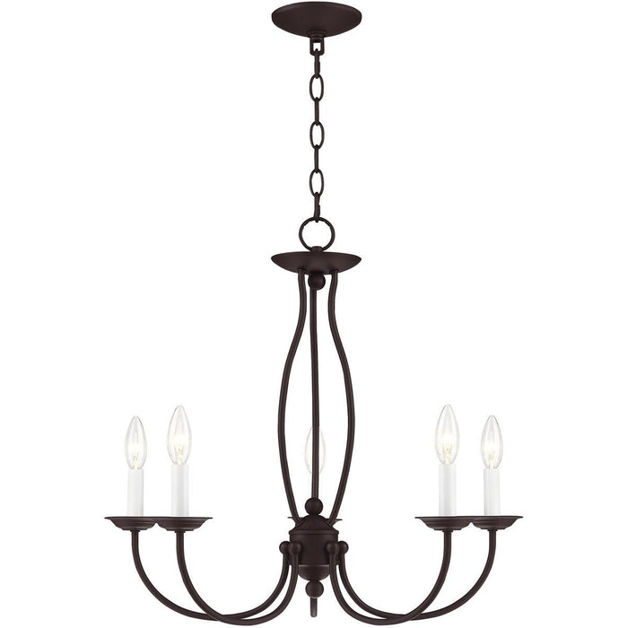 22'' Five Light Dimmable Chandelier With Shades - Bronze