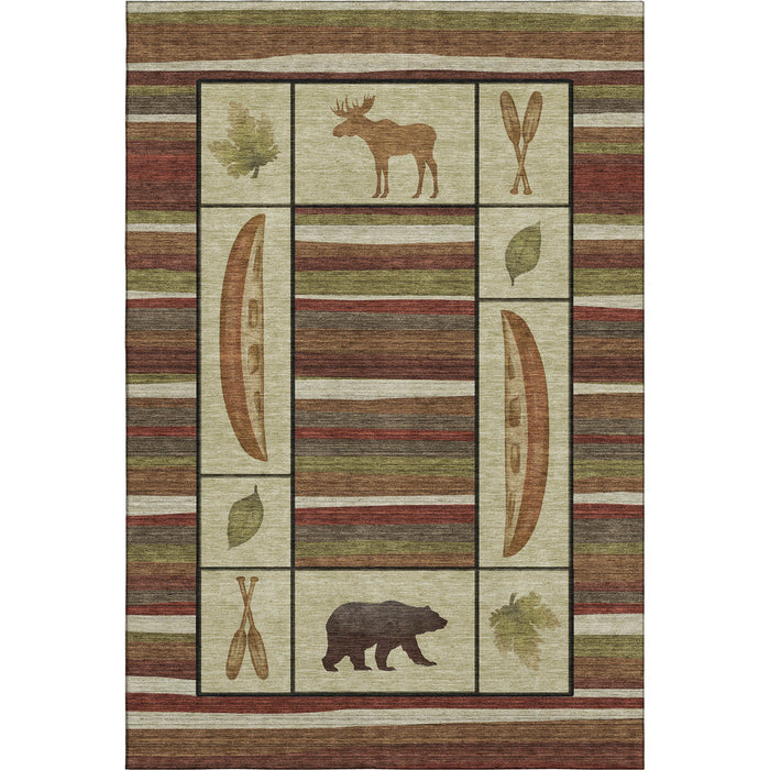 8' X 10' Animal Print Washable Area Rug With UV Protection - Brown / Rust