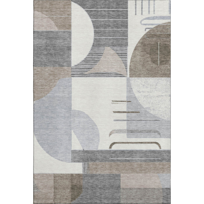 10' X 14' Geometric Washable Area Rug With UV Protection (697434) - Taupe / Ivory / Gray