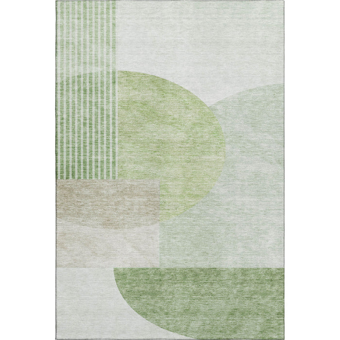 10' X 14' Geometric Washable Area Rug With UV Protection (655854) - Olive Green / Beige
